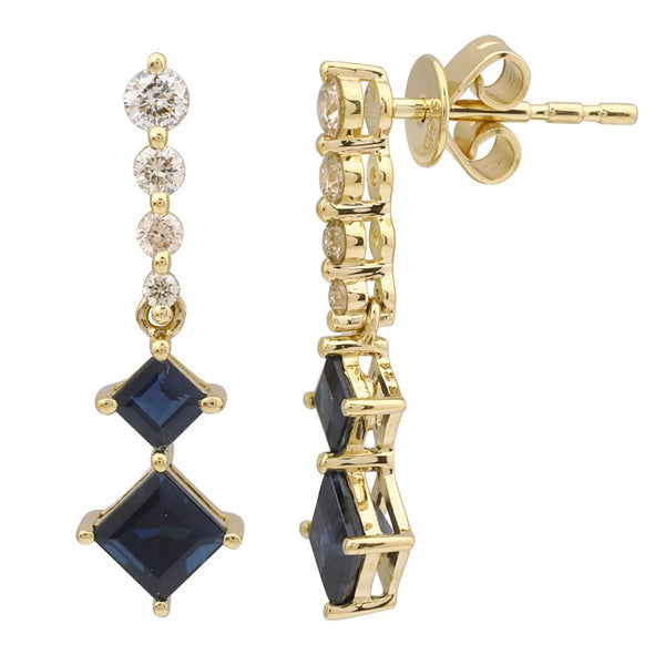 KYLIE Diamond + Saphire Drop Earrings
