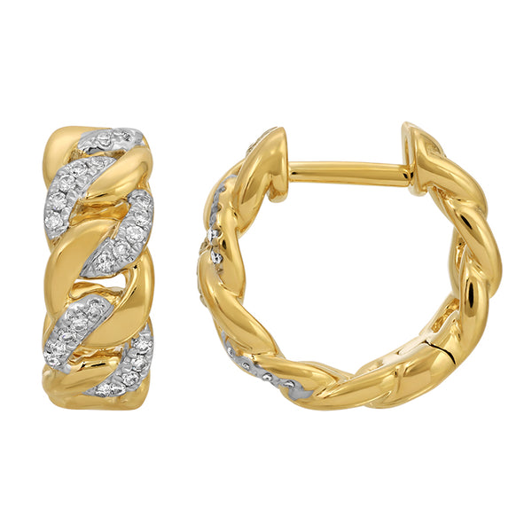 KRISTY  DIAMOND LINK HUGGIE  EARRINGS