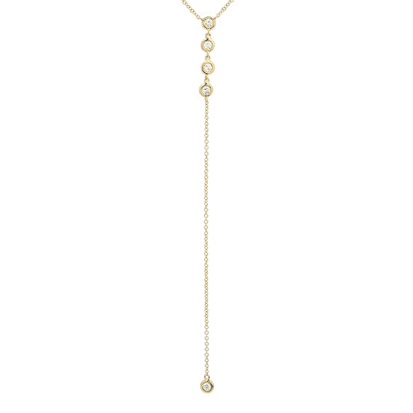 BECKY DIAMOND BEZEL DROP LARIAT NECKLACE