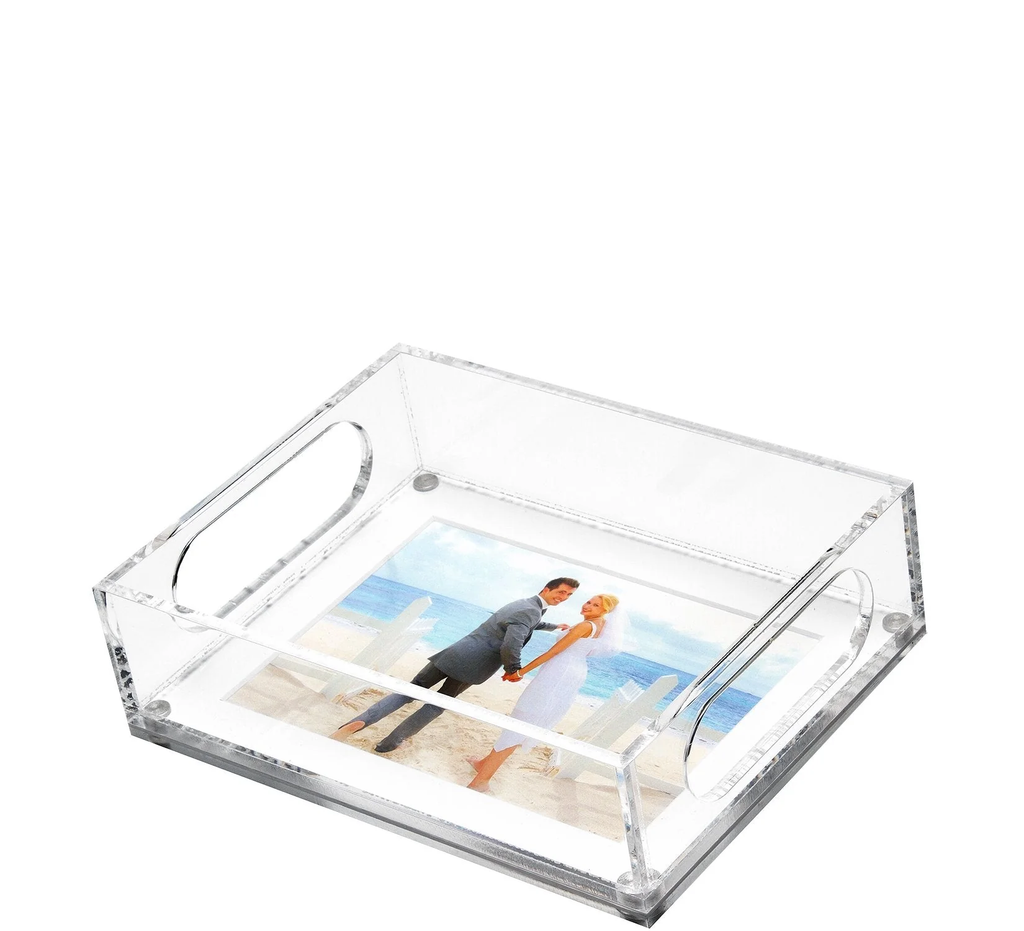 PHOTO TRAY - 6.5" x 8.5" WITH WHITE  MAT FOR 5" X 7" PHOTO