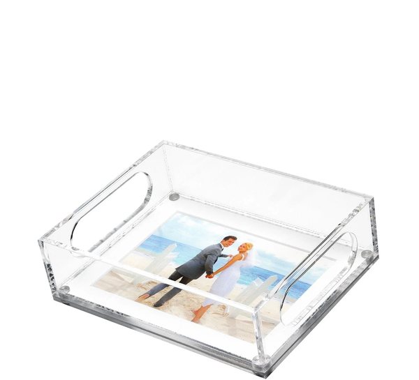 PHOTO TRAY - 6.5" x 8.5" WITH WHITE  MAT FOR 5" X 7" PHOTO