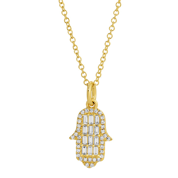 DREW DIAMOND HAMSA PENDANT NECKLACE