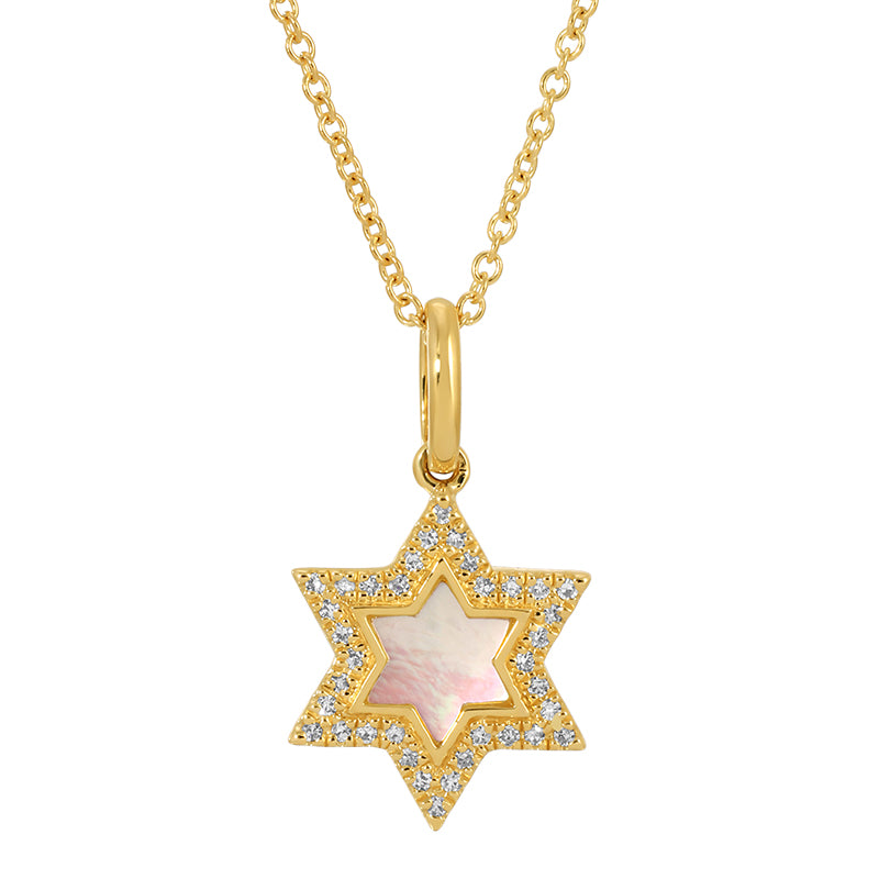 EVIE MOTHER OF PEARL STAR OF DAVID NECKLACE