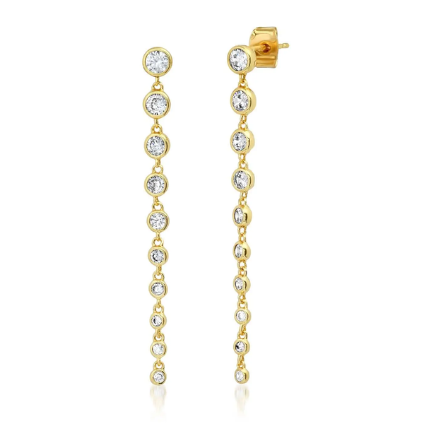 KELSEY GRADUATED BEZEL SET CZ LINEAR  EARRINGS