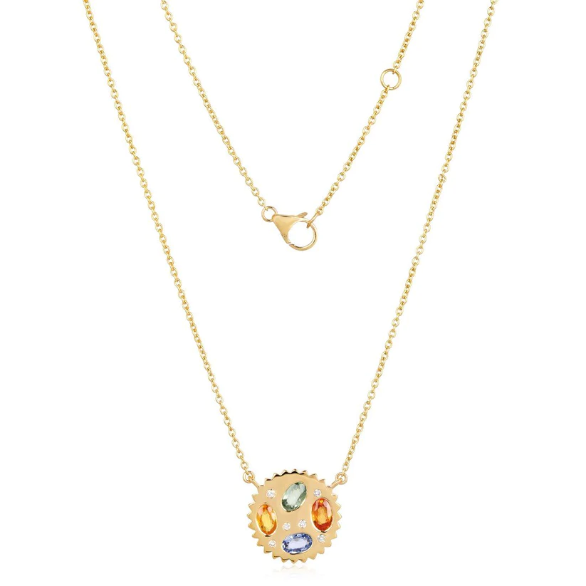 BIANCA DIAMOND + MULTI SAPPHIRE DISC NECKLACE