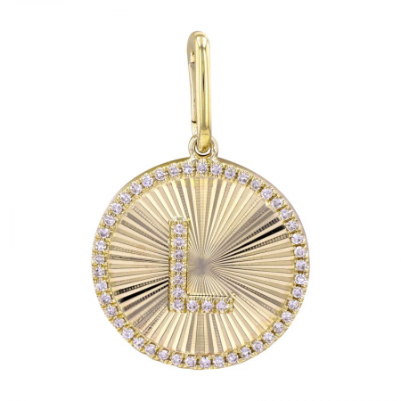 FLUTED DISC INITIAL/ LETTER CHARM L