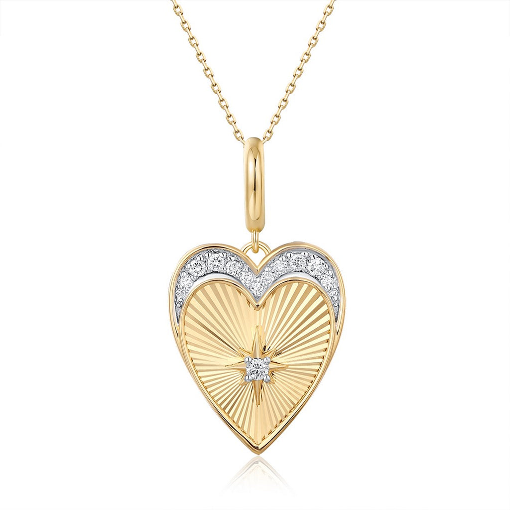 LIA FLUTED DIAMOND HEART NECKLACE.
