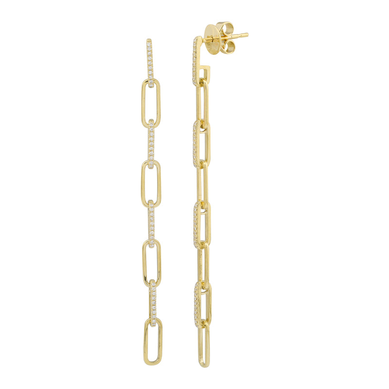 INDIA GOLD LINK + DIAMOND DROP  CHAIN EARRINGS