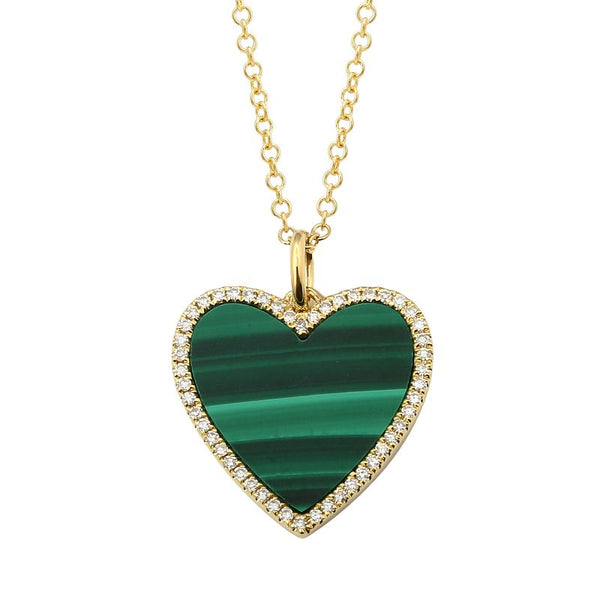 MINA MALACHITE HEART DIAMOND NECKLACE