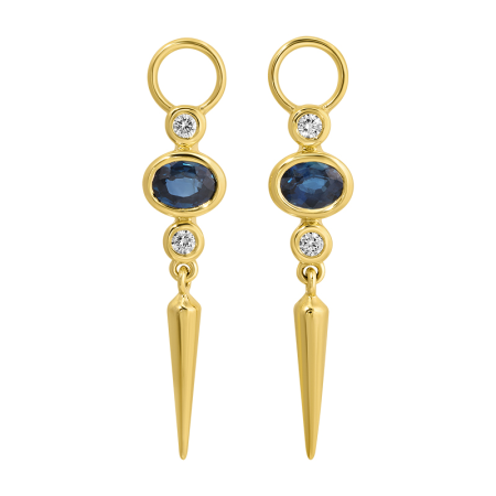CHASE SAPPHIRE + DAIMOND  SPIKE DROP EARRING CHARMS