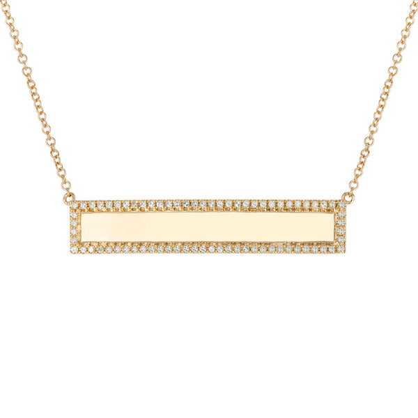 KENZIE Gold Engravable Bar Diamond Necklace