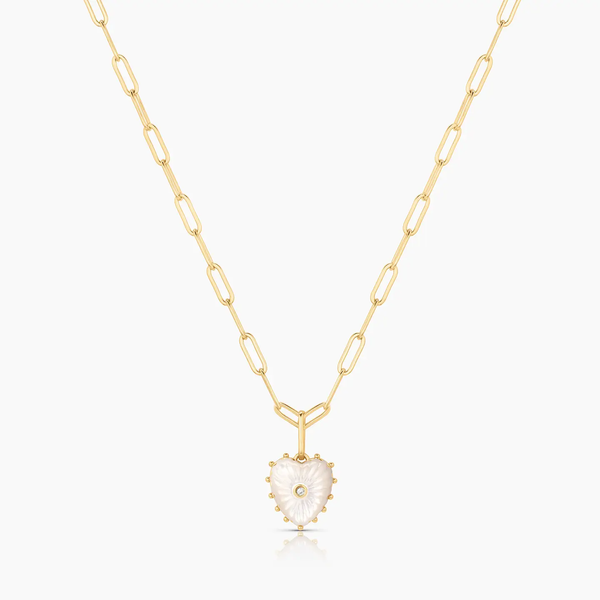 ISABEL MOTHER OF PEARL HEART NECKLACE
