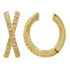 JADE GOLD + DIAMOND PAVE X  EAR CUFF