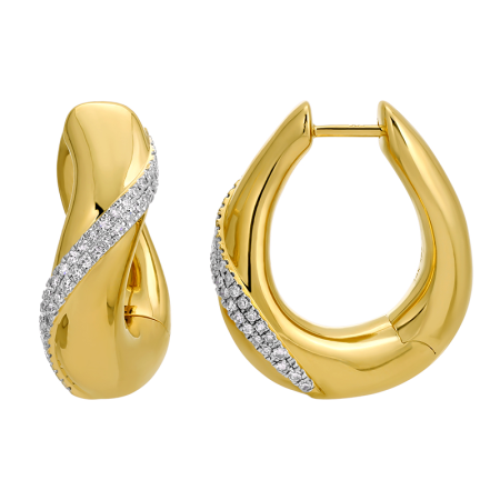 CELINE  GOLD + DIAMOND SCULPTRAL  HUGGIES