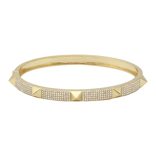 JADE 14K  GOLD PYRAMID BANGLE BRACELET - 5MM