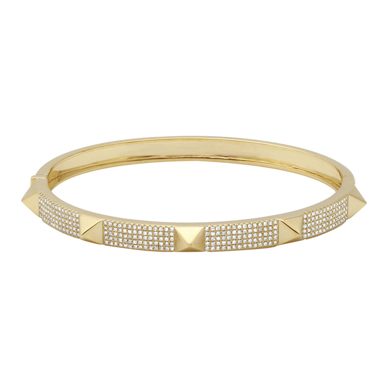 JADE 14K  GOLD PYRAMID BANGLE BRACELET - 5MM