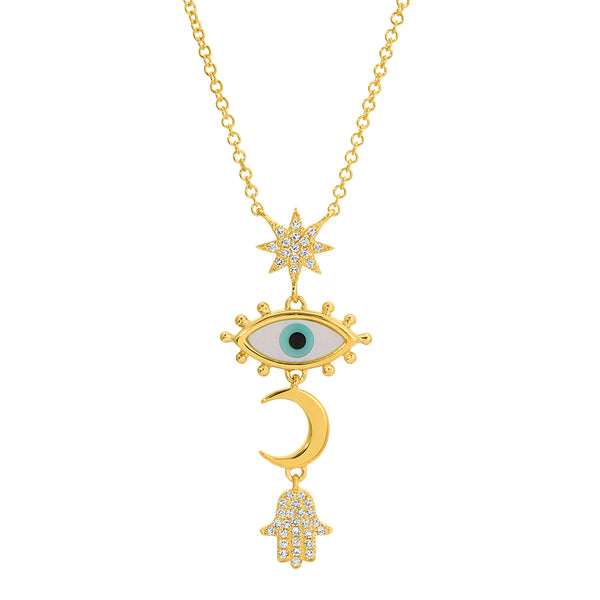 VAL MULTI SYMBOL DROP NECKLACE