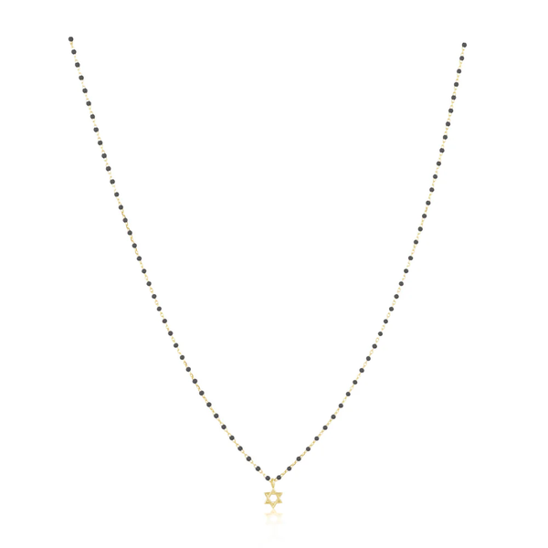 ELSA MINI STAR OF DAVID BLACK NECKLACE