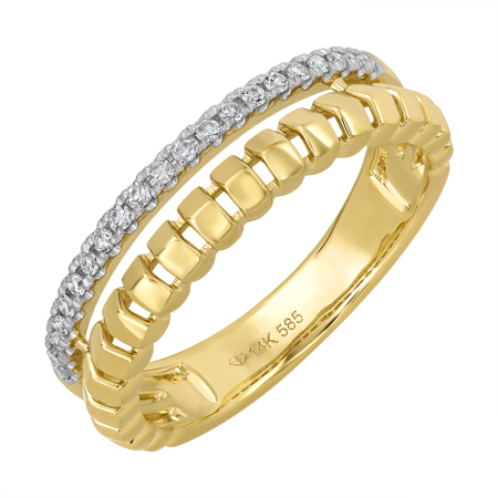 LIAM DIAMOND + GOLD DOUBLE BANDED   RING