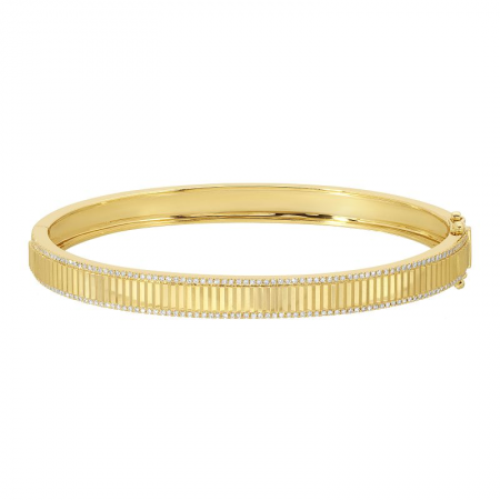 BRETTE  GOLD + DIAMOND BORDER LINES FLUTED DIAMONS BRACELET
