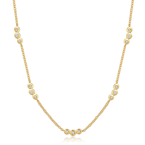 EMORY TRIPLE BEZEL DIAMOND STATION NECKLACE