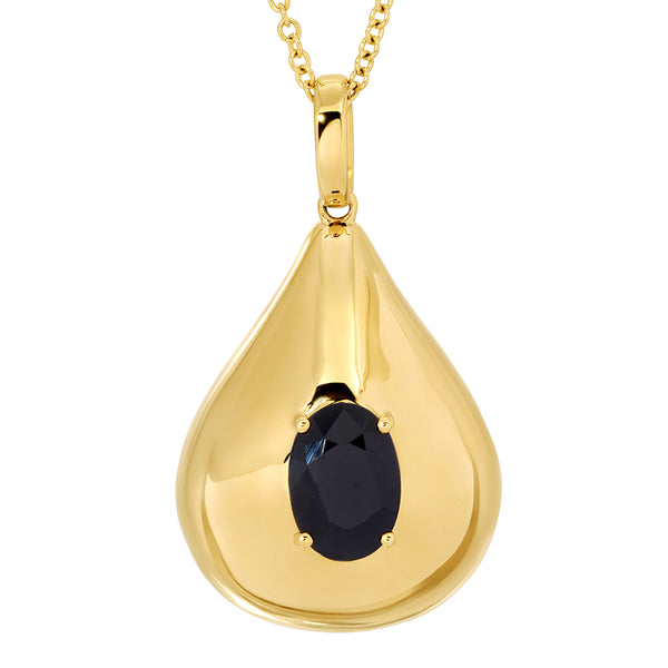 ASPEN  GOLD + SAPPHIRE DROP  NECKLACE
