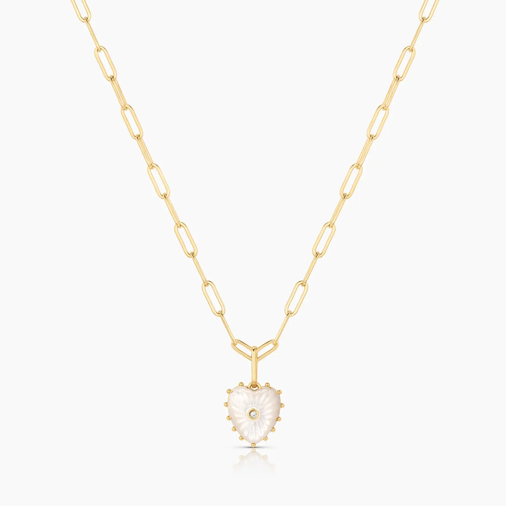 ISABEL MOTHER OF PEARL HEART NECKLACE