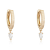 SALLIE FLUTED HUGGIE DIAMOND DROP EARRINGS