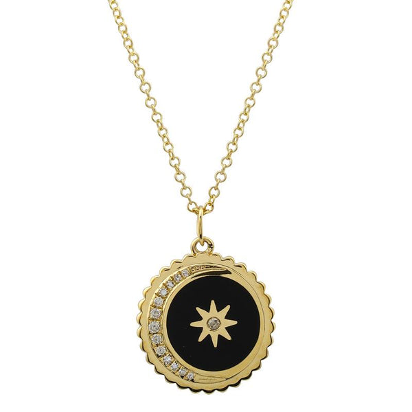 NOLA CRESCENT MOON + STAR DISC NECKLACE