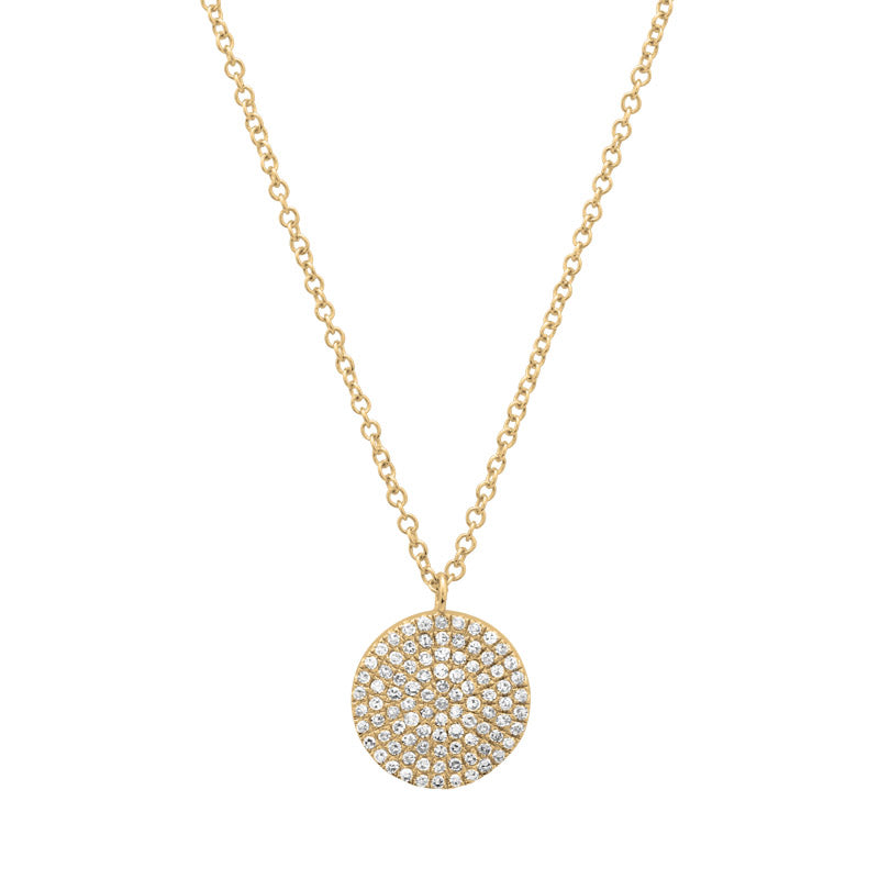 LUNA PAVE WHITE GOLD DIAMOND DISC NECKLACES