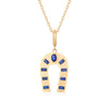 LIVVIE SAPPHIRE + GOLD HORSHOE PENDANT