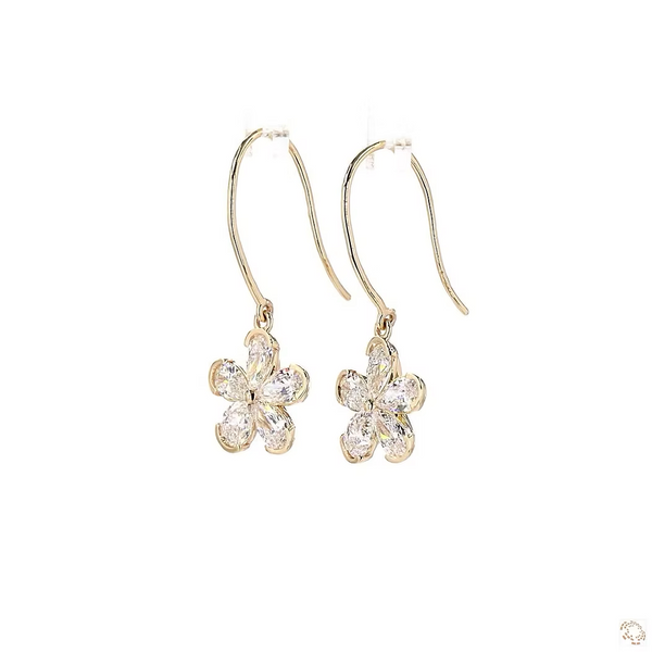 ZOEY HALF BEZEL PETAL FLOWER DROP EARRINGS