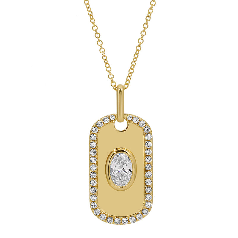 SAREE PAVE DOG TAG  DIAMOND NECKLACE