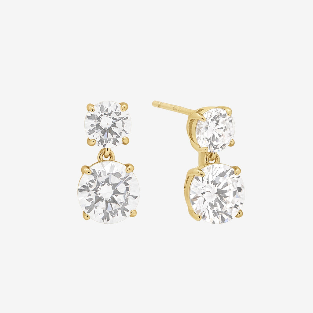 STEVIE CZ DOUBLE DROP EARRINGS