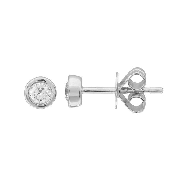 TORI BEZEL SET DIAMOND STUD EARRINGS