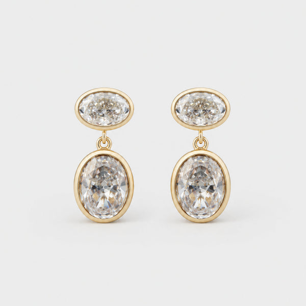 SARI OVAL BEZEL DROP EARRINGS
