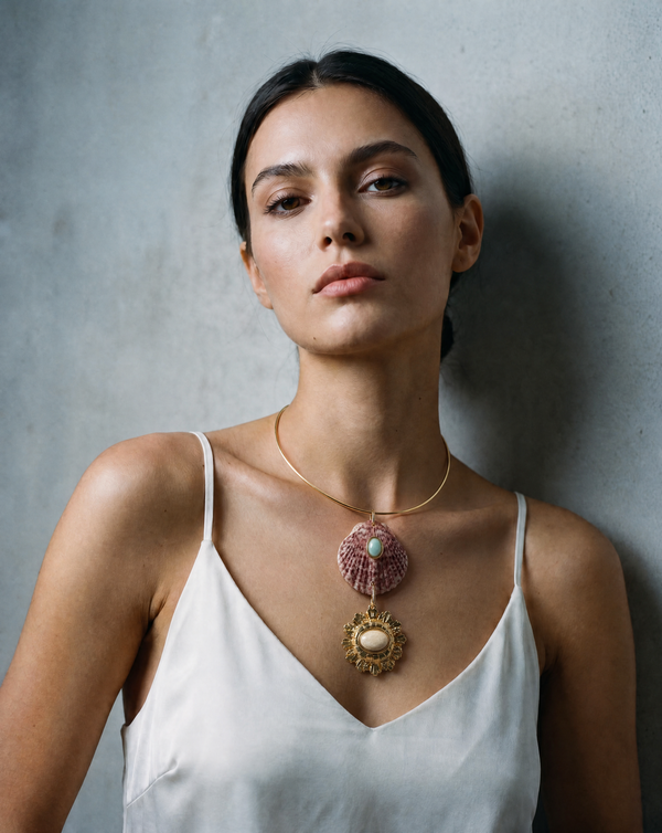 ARLO  SHELL DROP  STATEMENT NECKLACE