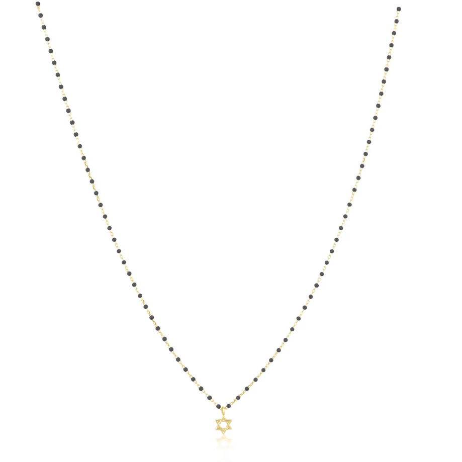 ELSA MINI STAR OF DAVID BLACK NECKLACE