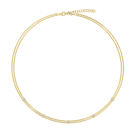 VALENTINA OMEGA DOUBLE CHAIN  + DIAMOND NECKLACE