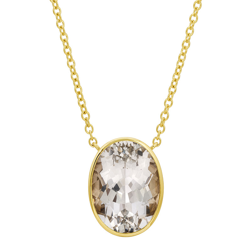VAL WHITE TOPAZ OVAL DROP NECKLACE