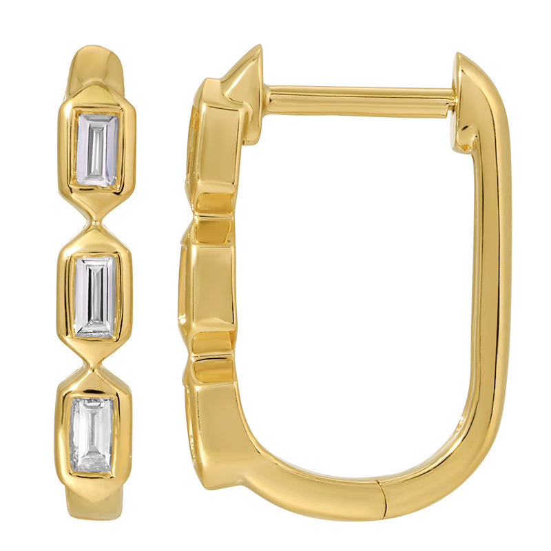 FORD DIAMOND  RECTANGLE HOOP EARRINGS