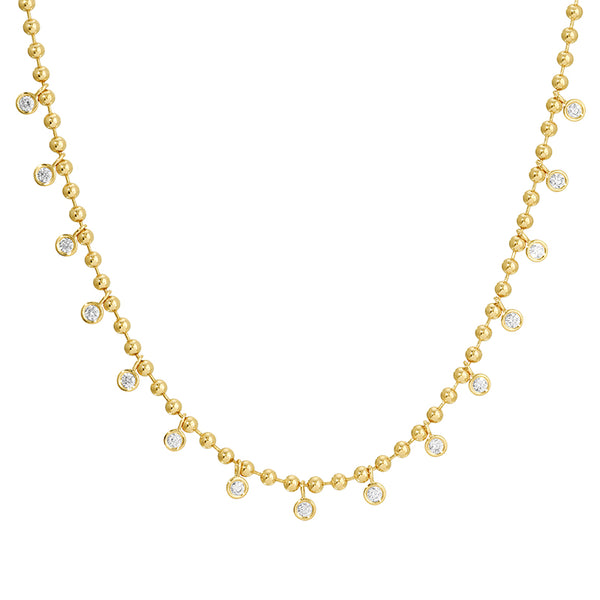 ROSIE GOLD + DIAMOND DROP BEADED  NECKLACE