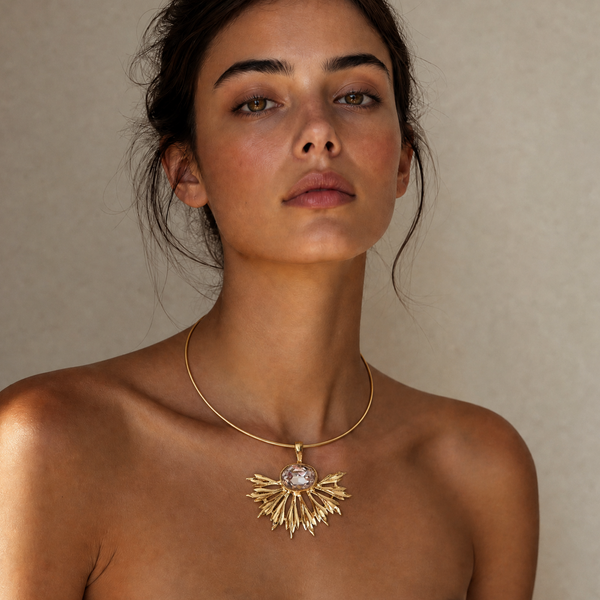 RYANN HALF FLORAL BURST STONE NECKLACE