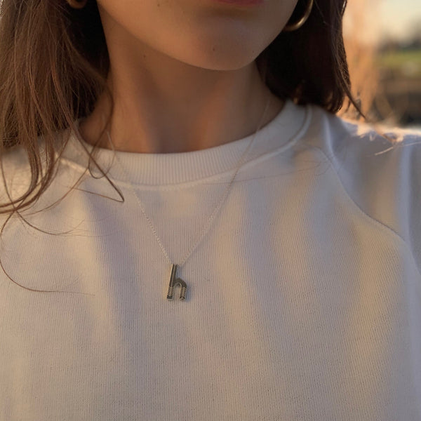 H - initial necklace - Sterling silver