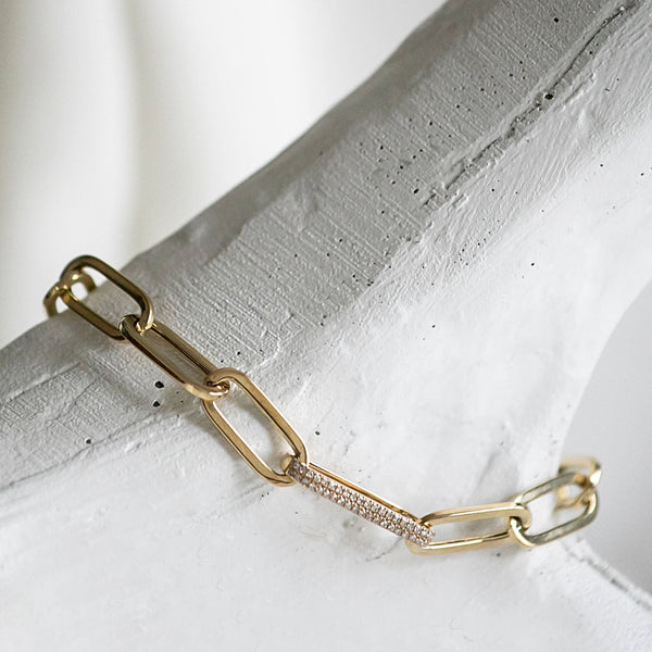 KARY PAPERCLIP -DIAMOND LINK CHAIN BRACELET