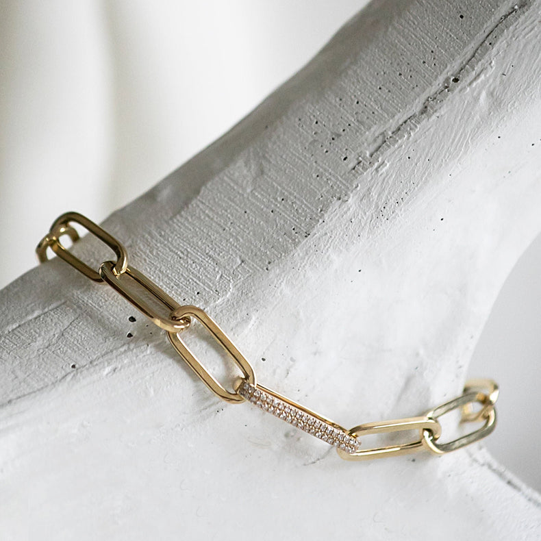 KARA Paperclip Chain Diamond Link Bracelet