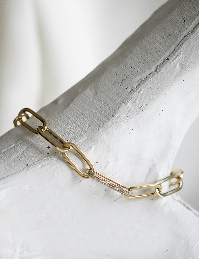 KARA Paperclip Chain Diamond Link Bracelet