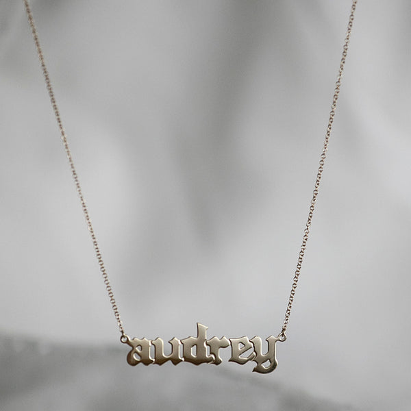 OLD ENGLISH NAME PLATE NECKLACE - CUSTOM