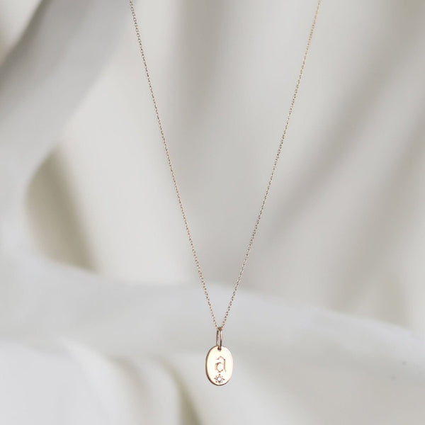 CAMMIE OVAL DISC INITIAL NECKLACE