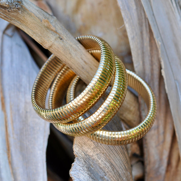 MARA Gold Snake Chain Stretch Bracelets  - SET OF 3